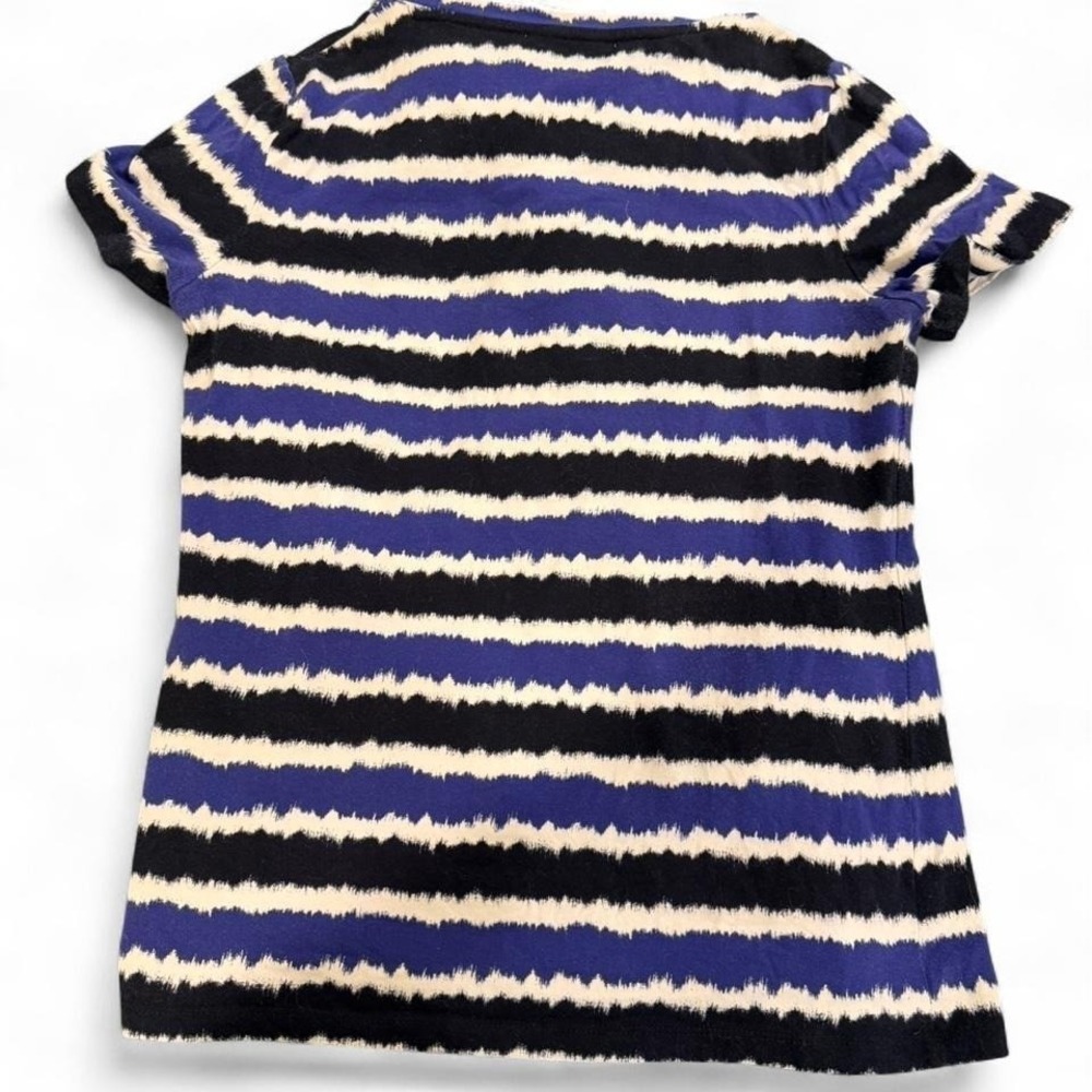 Michael Kors Womens Blue Black Striped Studded MK Logo T-Shirt Size Medium - Picture 3 of 6